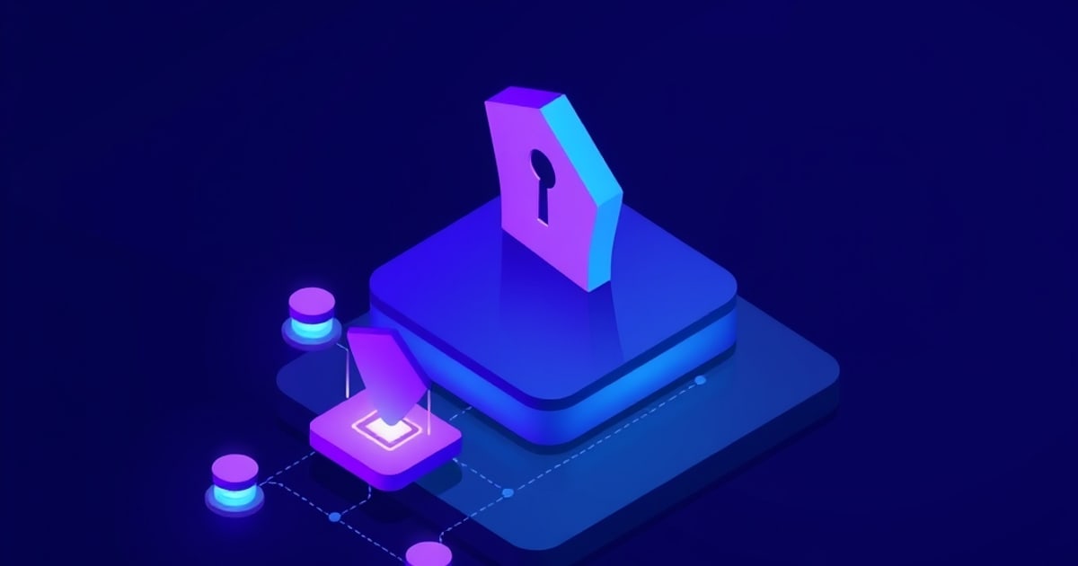 Isometric vector illustration showing privacy stack elements including vpn and password manager for 2026