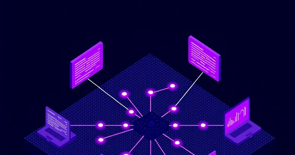 Isometric vector illustration showing interconnected security shields and encrypted messages for threat modeling privacy tools