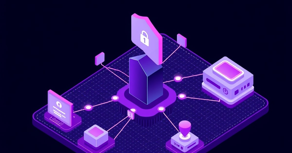 isometric vector illustration showing interconnected security elements for threat model analysis privacy protection
